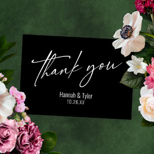 Elegant Simple Contemporary Handwriting Black Dankeskarte