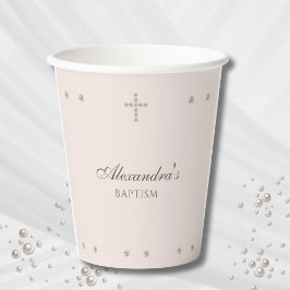 Elegant Simple Cross Christian Baptism Pappbecher