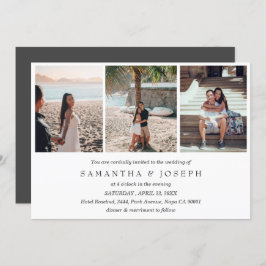 Elegant Simple Custom 3 Foto Mit Monogramm Wedding Einladung