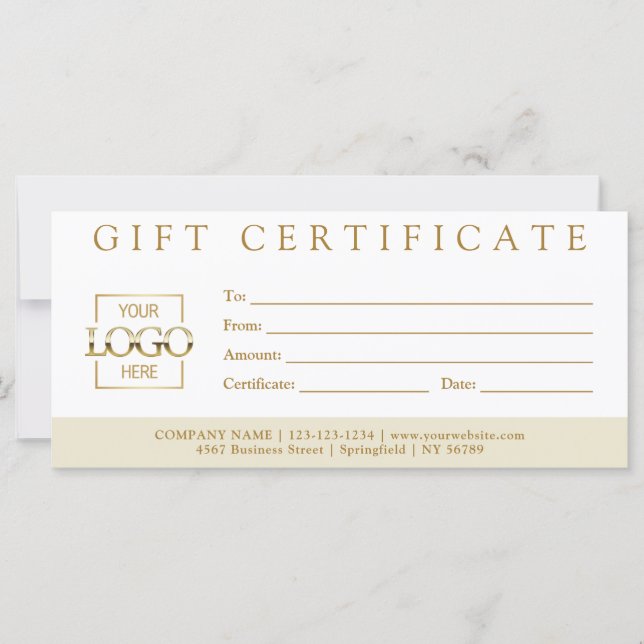 Elegant Simple Custom Business Gift Certificate (Vorderseite)