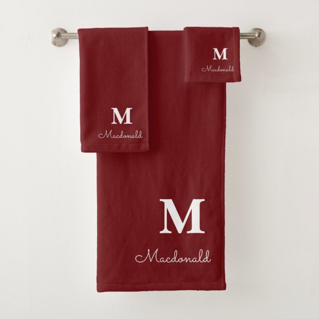 Elegant Simple Custom Monogram Badhandtuch Set (Insitu)