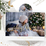 Elegant Simple, Custom Photo, Merry Christmas Real Folien Feiertagskarte<br><div class="desc">Send an elegant custom photo Holiday card with "Merry Christmas" in beautiful modern calligraphy in real foil details! Ability to customize further this design, and move the foil "Merry Christmas" phrase to a different position to suit your photo best. Simply click on "Edit using design too" button located at the...</div>