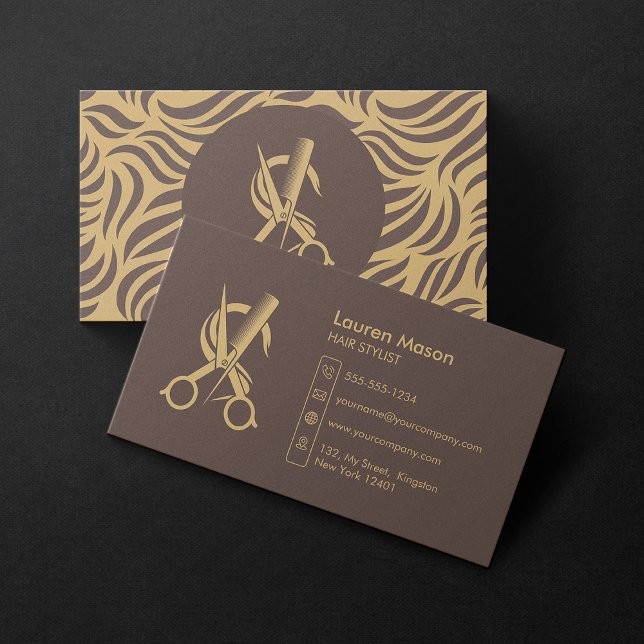 Elegant Simple Dark Brown HairStylist HairDresser Visitenkarte (Von Creator hochgeladen)