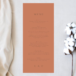Elegant Simple Dusty Orange + Terracotta Monogram Menükarte
