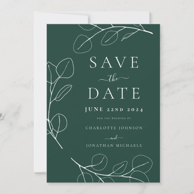 Elegant Simple Eucalyptus Sprig Wedding Save The Date (Vorderseite)