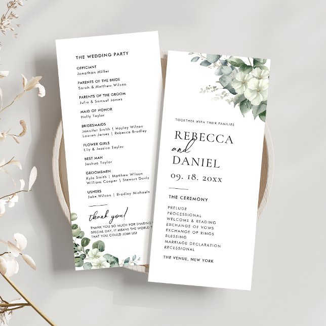 Elegant Simple Eukalyptus Greenery Wedding Program Einladung (Von Creator hochgeladen)