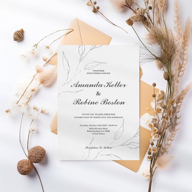 Elegant Simple Floral Wedding Einladung (Von Creator hochgeladen)