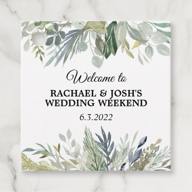 Elegant Simple Foliage & Greenerity Wedding Geschenkanhänger (Vorderseite)