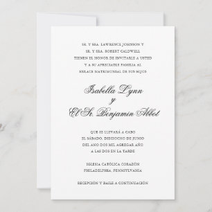 Elegant Simple Formal Spanish Wedding Einladung