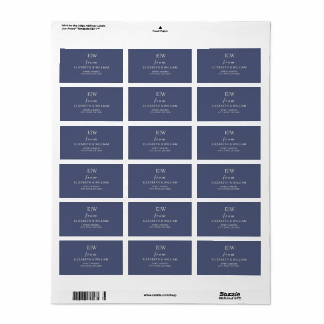 Elegant Simple Future Dusk mit Monogram Wedding Adressaufkleber (Vorne)