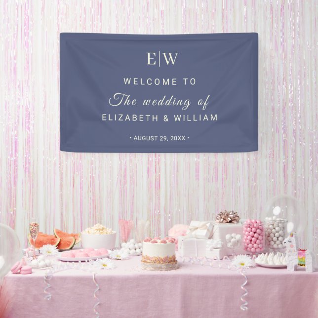 Elegant Simple Future Dusk mit Monogram Wedding Banner (Party)
