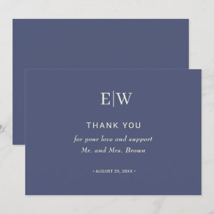 Elegant Simple Future Dusk mit Monogram Wedding Dankeskarte