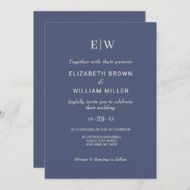 Elegant Simple Future Dusk mit Monogram Wedding Einladung