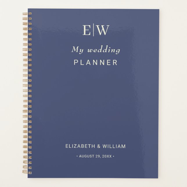 Elegant Simple Future Dusk mit Monogram Wedding Planer (Vorderseite)