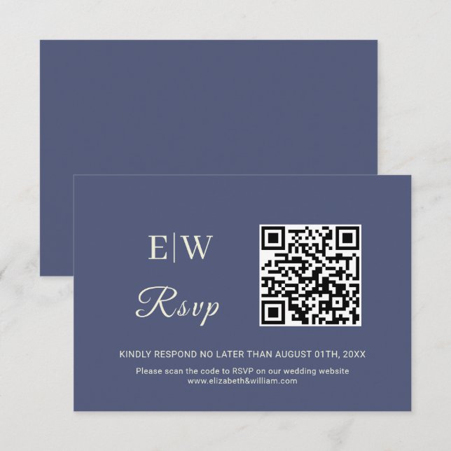 Elegant Simple Future Dusk mit Monogram Wedding RSVP Karte (Vorne/Hinten)
