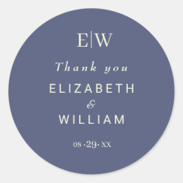 Elegant Simple Future Dusk mit Monogram Wedding Runder Aufkleber