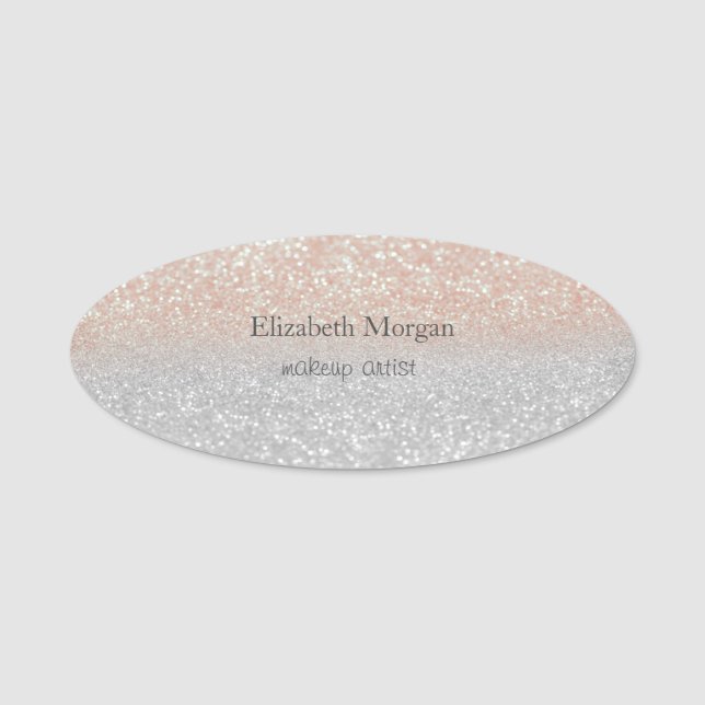 Elegant Simple Glitzer Bokeh Ombre Namensschild (Vorderseite)