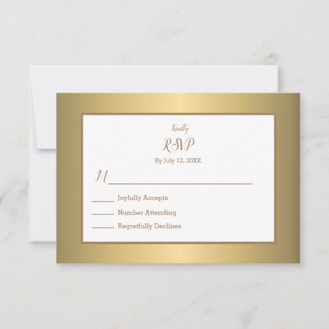 Elegant Simple Gold Color Design Wedding RSVP Card (Vorderseite)