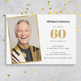 Elegant Simple Gold Custom Foto 60. Geburtstag Einladung