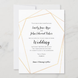 Elegant Simple Gold Geometric Frame Wedding Einladung