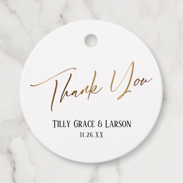 Elegant Simple Gold Typografy Vielen Dank Geschenkanhänger (Vorderseite)