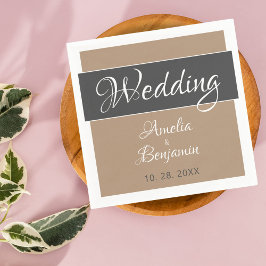 Elegant Simple Gray Beige Script Wedding Serviette