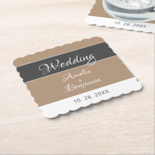 Elegant Simple Gray Beige Script Wedding Untersetzer