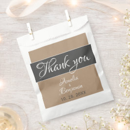 Elegant Simple Gray Beige Script Wedding Vielen Da Geschenktütchen