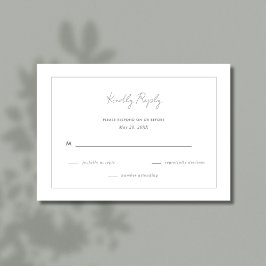 Elegant Simple Gray Wedding RSVP Karte