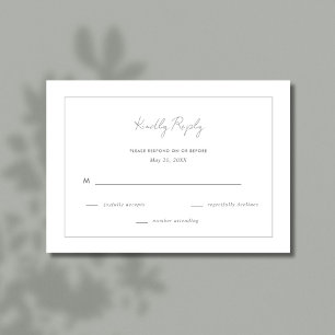 Elegant Simple Gray Wedding RSVP Karte
