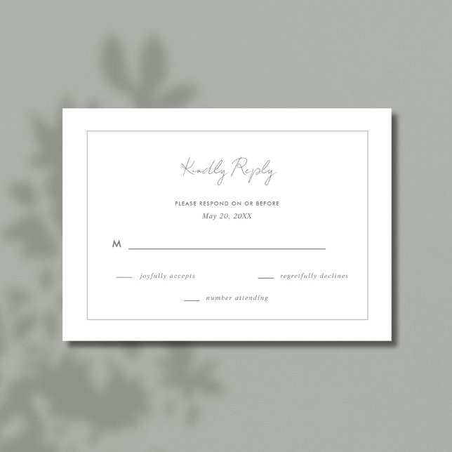 Elegant Simple Gray Wedding RSVP Karte (Elegant Simple Gray Wedding RSVP Card)