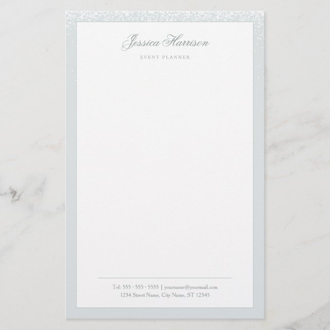 Elegant Simple Gray White Confetti Beruflich Briefpapier (Vorderseite)