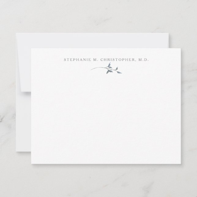Elegant Simple Greenery Personalisiert Stationery Mitteilungskarte (Vorderseite)