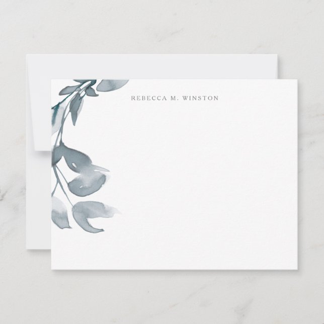 Elegant Simple Greenery Personalisiert Stationery Mitteilungskarte (Vorderseite)
