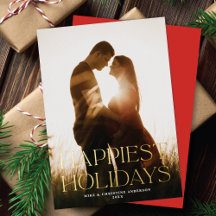 Elegant Simple Happiest Holidays Ein Foto Gold