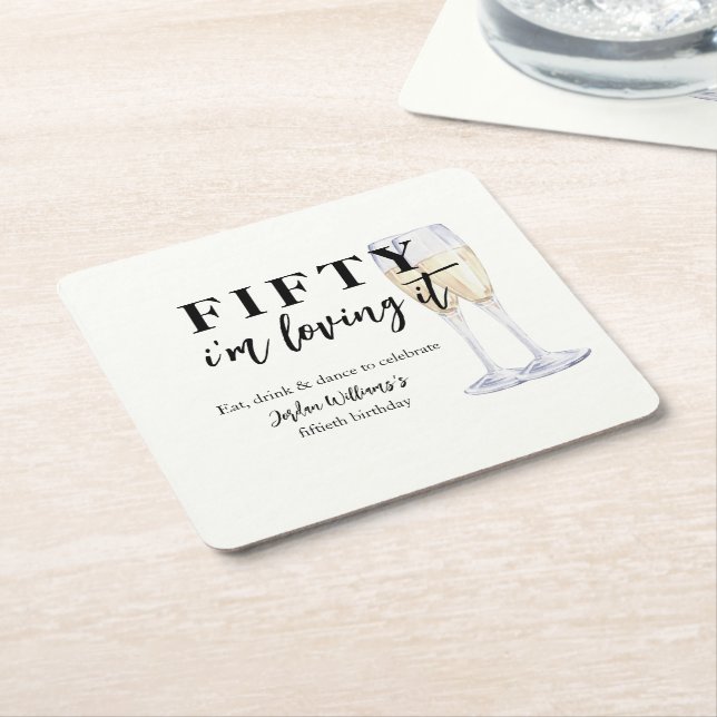 Elegant Simple I'm Loving It 50th Birthday Rechteckiger Pappuntersetzer (angewinkelt)