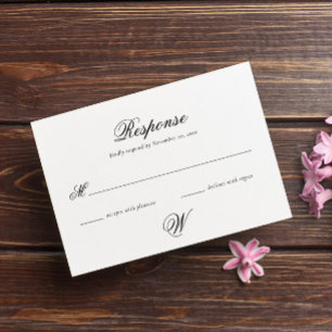 Elegant Simple Initial Wedding RSVP Card