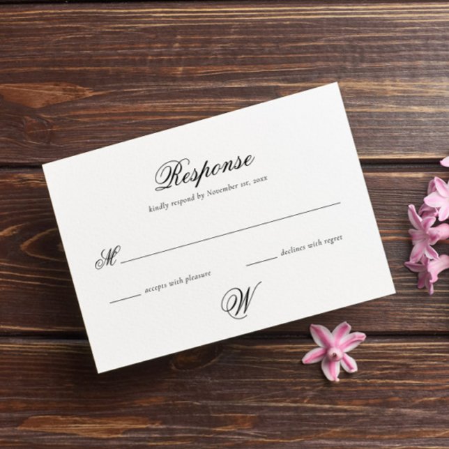 Elegant Simple Initial Wedding RSVP Card (Von Creator hochgeladen)