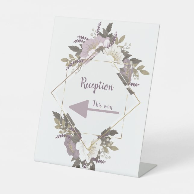 Elegant & Simple Lilac Blume Empfang Sockelschild (Vorderseite)
