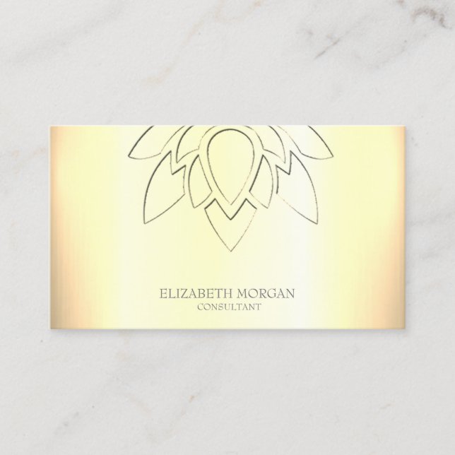 Elegant Simple Lotus Gold Metallic Visitenkarte (Vorderseite)