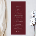 Elegant Simple Marine burgundy White Monogram Menükarte<br><div class="desc">schlankes Menü,  um der Sammlung zu entsprechen *Wenn Sie mehr Papieroptionen wünschen,  kann dieses Design in ein schlankes Programm übertragen *oder für weitere Hilfe kontaktieren Sie mich</div>