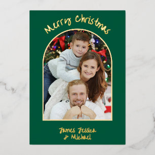 Elegant Simple Merry Christmas Foto Gold Folien Feiertagskarte