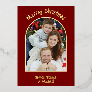 Elegant Simple Merry Christmas Foto Gold Folien Feiertagskarte