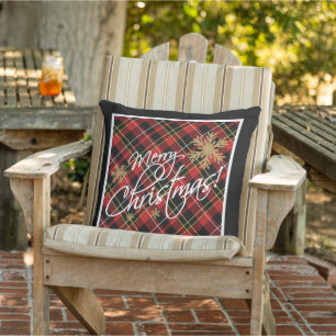 Elegant Simple Merry Christmas Wish Tartan Muster Kissen