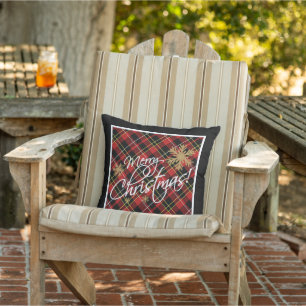 Elegant Simple Merry Christmas Wish Tartan Muster Kissen
