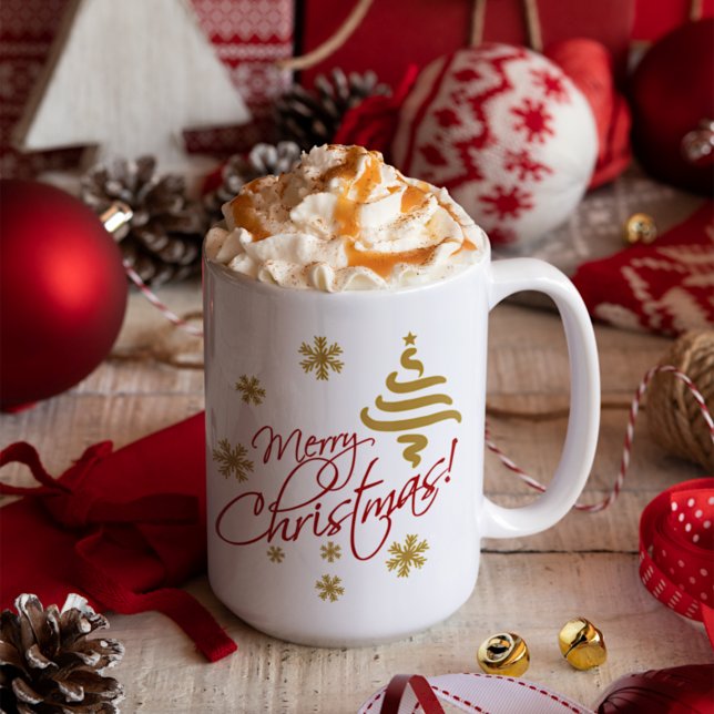Elegant Simple Merry Christmas Wish Wordart Kaffeetasse (Von Creator hochgeladen)