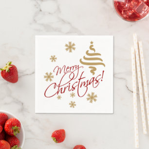 Elegant Simple Merry Christmas Wish Wordart Serviette