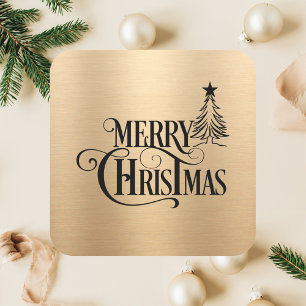 Elegant Simple Minimal Festive Frohe Weihnachten Quadratischer Aufkleber