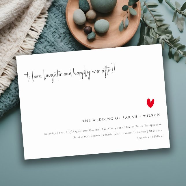 Elegant Simple Minimal Red Heart Script Wedding Einladung (Von Creator hochgeladen)