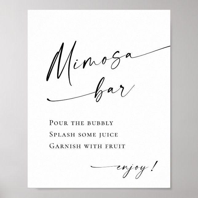 Elegant Simple Minimalistisch Mimosa Bar Wedding Poster (Vorne)